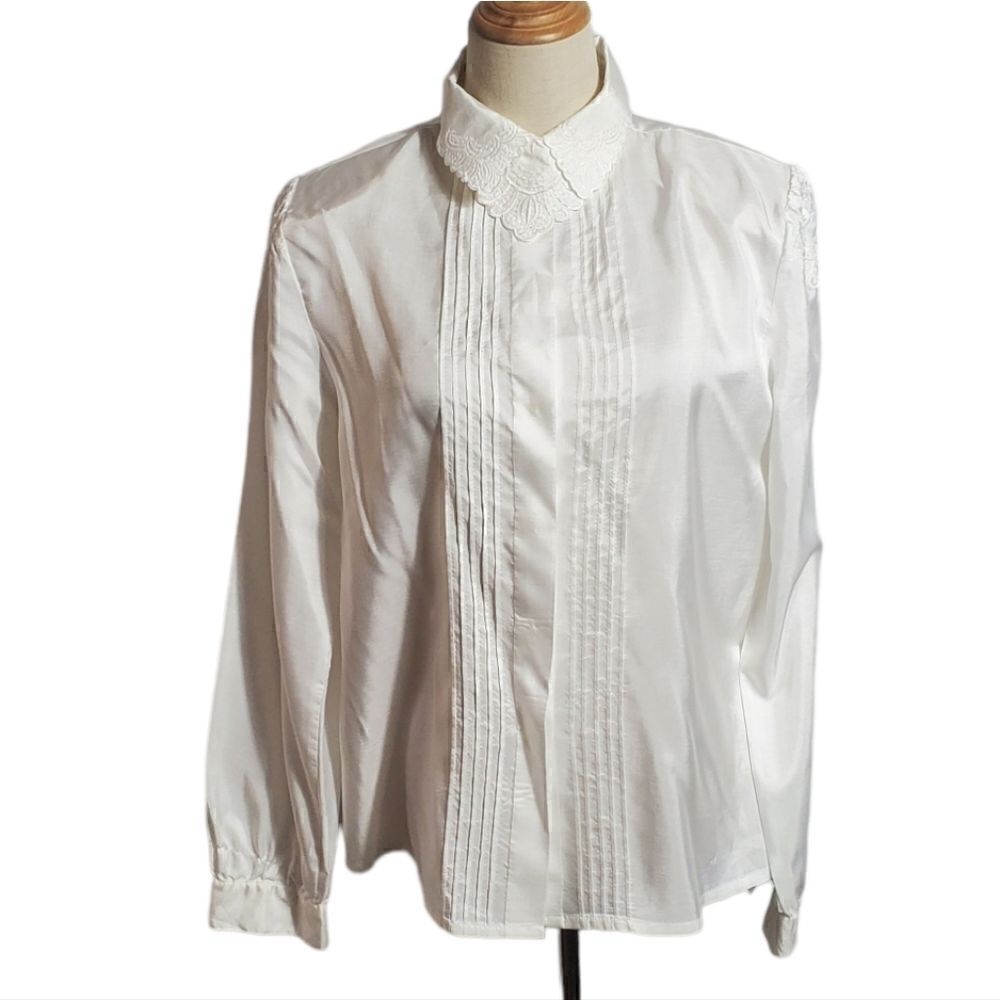 Nicola Vintage Embroidered White Shirt Top